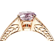 Split Shank Engagement Ring Setting for Fancy Pink Oval Center with Pave Split Shank and Prong Head in Rose Gold