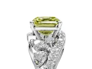 Halo Engagement Ring Setting for Fancy Yellow Asscher Cut Center with Marquise and Pave Bypass Band and Prong Head in Platinum