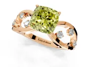 Solitaire Engagement Ring Setting for Fancy Yellow Cushion Cut Center with Criss-Cross Accent Band and Prong Head in Rose Gold