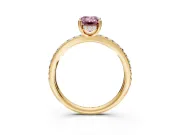 Solitaire Engagement Ring Setting for Fancy Pink Emerald Cut Center with Fine Pave Band and Prong Head in Yellow Gold