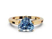 Solitaire Engagement Ring Setting for Fancy Blue Heart-Shaped Center with Flat-Sided Plain Band and Prong Head in Yellow Gold