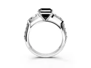Channel-Set Engagement Ring Setting for Fancy Black Asscher Cut Center with Baguette Band and Prong Head in Platinum
