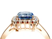 Starburst Halo Engagement Ring Setting for Fancy Blue Radiant Cut Center with Flat Cathedral Band and Prong Head in Rose Gold