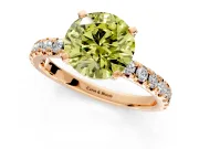 Solitaire Engagement Ring Setting for Fancy Yellow Round Cut Center with Large Accents and Prong Head in Rose Gold