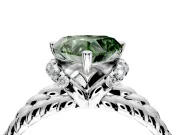 Halo Engagement Ring Setting for Fancy Green Heart-Shaped Center with Rope Twist Split Shank and Prong Head in Platinum