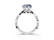 Solitaire Engagement Ring Setting for Fancy Blue Heart-Shaped Center with Accented Twist Band and Leaf Prong Head in Sterling Silver
