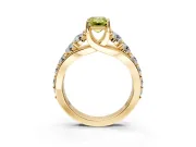Solitaire Engagement Ring Setting for Fancy Yellow Emerald Cut Center with Graduated Shared Prongs and Prong Head in Yellow Gold