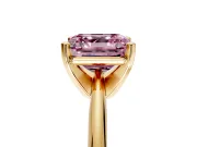 Solitaire Engagement Ring Setting for Fancy Pink Asscher Cut Center with Knife Ridge Band and Claw Prong Head in Yellow Gold