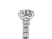 Solitaire Engagement Ring Setting for Round Cut Center with Single Row Accent Band and Prong Head in Platinum