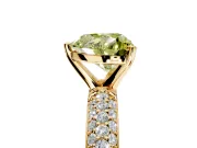 Solitaire Engagement Ring Setting for Fancy Yellow Heart-Shaped Center with Domed Multi-Row Pave Band and Prong Head in Yellow Gold