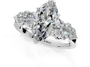 Cluster Engagement Ring Setting for Marquise Center with 2-Row Shoulder Clusters and Prong Head in Platinum