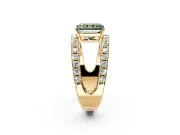 Solitaire Engagement Ring Setting for Fancy Green Radiant Cut Center with Wide-Open Split Shank and Prong Head in Yellow Gold