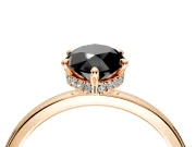 Hidden Halo Engagement Ring Setting for Fancy Black Marquise Center with Plain Band and Tall Prong Head in Rose Gold