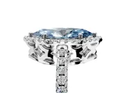 Accent Halo Engagement Ring Setting for Fancy Blue Marquise Center with Full-Length Pave Band and Prong Head in White Gold