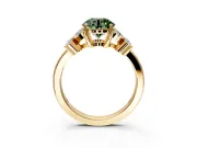 Floral Engagement Ring Setting for Fancy Green Round Cut Center with Marquise Cluster Shoulders and Prong Head in Yellow Gold
