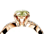 Solitaire Engagement Ring Setting for Fancy Yellow Oval Center with Half-Pave Crossover Band and Prong Head in Rose Gold