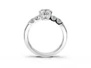 5 Stone Engagement Ring Setting for Oval Center with Plain Band and Prong Head in Platinum