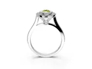 Halo Engagement Ring Setting for Fancy Yellow Marquise Center with Milgrain Frame, Pave Band and Prong Head in Sterling Silver
