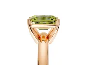 Solitaire Engagement Ring Setting for Fancy Yellow Emerald Cut Center with Wire Band and Prong Head in Rose Gold