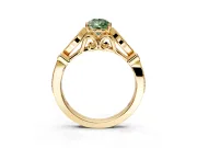 Solitaire Engagement Ring Setting for Fancy Green Pear-Shaped Center with Marquise and Bezel Accents and Prong Head in Yellow Gold