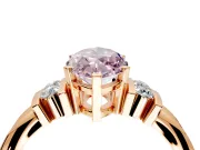 Solitaire Engagement Ring Setting for Fancy Pink Marquise Center with Grooved Bar Accent Band and Prong Head in Rose Gold
