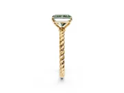 Solitaire Engagement Ring Setting for Fancy Green Radiant Cut Center with Plain Twisted Rope Band and Prong Head in Yellow Gold