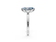 Hidden Halo Engagement Ring Setting for Fancy Blue Marquise Center with Thin Rounded Band and Prong Head in Sterling Silver