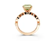 Solitaire Engagement Ring Setting for Fancy Yellow Asscher Cut Center with Milgrain Bezel Accents and Prong Head in Rose Gold