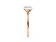 Solitaire Engagement Ring Setting for Radiant Cut Center with Straight Thin Band and Prong Head in Rose Gold
