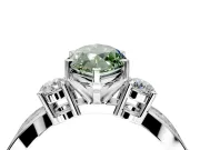 3 Stone Engagement Ring Setting for Fancy Green Marquise Center with Pave Twist Band and Prong Head in Platinum