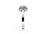 Starburst Halo Engagement Ring Setting for Fancy Pink Princess Cut Center with Flat Cathedral Band and Prong Head in White Gold