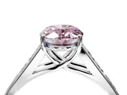Solitaire Engagement Ring Setting for Fancy Pink Oval Center with Cathedral Channel Band and Prong Head in Platinum