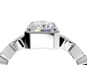 Milgrain Bezel Engagement Ring Setting for Radiant Cut Center with Marquise Stations and Bezel Head in Sterling Silver