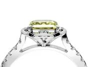 Floral Engagement Ring Setting for Fancy Yellow Asscher Cut Center with Pave Band and Floral Prong Head in Sterling Silver