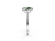 Floral Engagement Ring Setting for Fancy Green Pear-Shaped Center with Four Accent Clusters and Prong Head in Sterling Silver