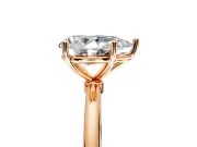 Solitaire Engagement Ring Setting for Pear-Shaped Center with Straight Thin Band and Prong Head in Rose Gold