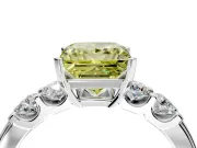 5 Stone Engagement Ring Setting for Fancy Yellow Princess Cut Center with Plain Band and Prong Head in Sterling Silver