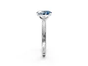 Solitaire Engagement Ring Setting for Fancy Blue Oval Center with Engraved Milgrain Band and Prong Head in Platinum