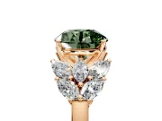 Leaf Cluster Engagement Ring Setting for Fancy Green Round Cut Center with Marquise Accents and Prong Head in Rose Gold