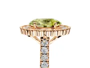 Milgrain Floral Halo Engagement Ring Setting for Fancy Yellow Oval Center with Pave Band and Prong Head in Rose Gold
