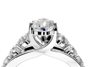 Solitaire Engagement Ring Setting for Pear-Shaped Center with Graduated Shared Prongs and Prong Head in Sterling Silver