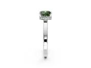 Hidden Halo Engagement Ring Setting for Fancy Green Cushion Cut Center with Wide Flat Plain Band and Prong Head in Platinum