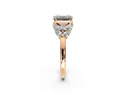 Leaf Cluster Engagement Ring Setting for Emerald Cut Center with Marquise Accents and Prong Head in Rose Gold