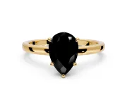Hidden Halo Engagement Ring Setting for Fancy Black Pear-Shaped Center with Plain Band and Tall Prong Head in Yellow Gold