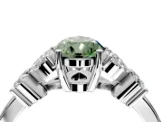 Floral Engagement Ring Setting for Fancy Green Pear-Shaped Center with Marquise Cluster Shoulders and Prong Head in White Gold