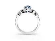 Leaf Engagement Ring Setting for Fancy Blue Marquise Center with Milgrain Accent Band and Prong Head in Sterling Silver