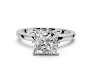 Solitaire Engagement Ring Setting for Princess Cut Center with Plain Band and Tulip Prong Head in Platinum