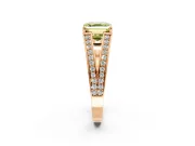 Split Shank Engagement Ring Setting for Fancy Yellow Asscher Cut Center with Pave Split Shank and Prong Head in Rose Gold