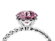 Solitaire Engagement Ring Setting for Fancy Pink Round Cut Center with Plain Twisted Rope Band and Prong Head in Platinum