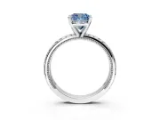 Solitaire Engagement Ring Setting for Fancy Blue Cushion Cut Center with Milgrain X Pattern Band and Prong Head in Platinum